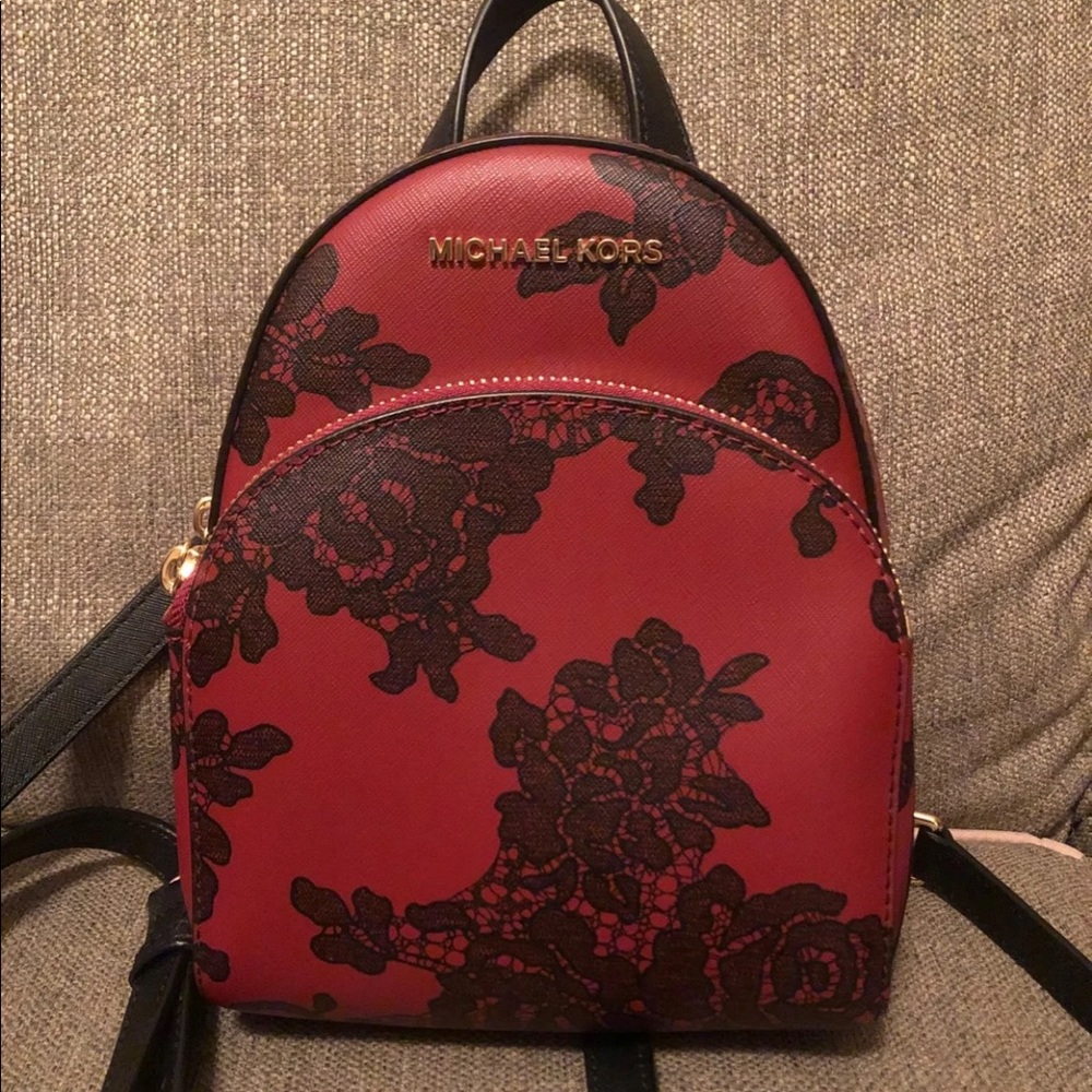 COPY - Michael kors XS abbey lace print mini backpack red